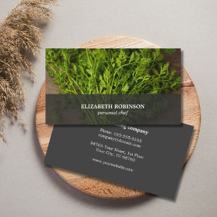 Modern Elegant Green Catering Personal Chef Business Card