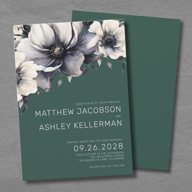 Modern Elegant Green Floral Wedding Invitation (Modern Elegant Green Floral Wedding Invitation)