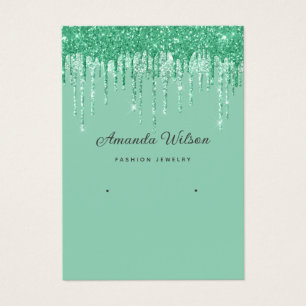 Modern elegant green Glitter earring display card