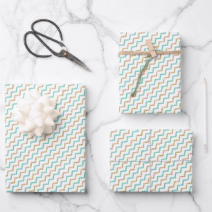 Modern Elegant Green Gold Zig Zag Chevron Wrapping Paper Sheet