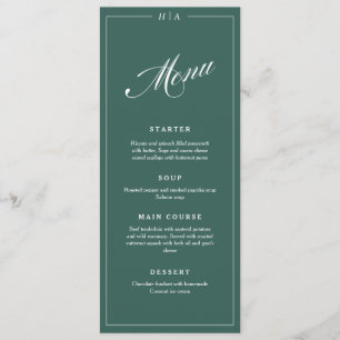 Modern Elegant Green Handwriting Wedding Dinner Menu
