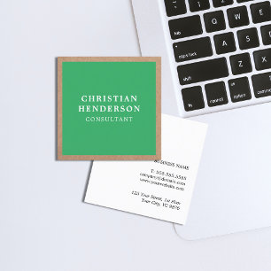 Modern Elegant Green Kraft Paper Consultant Square Business Card