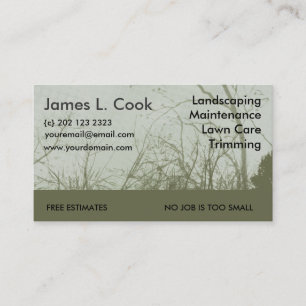 Modern Elegant Green Landscaping Lawn Care Mowing Business Card