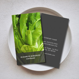 Modern Elegant Green Leaves Nutritionist Business Card