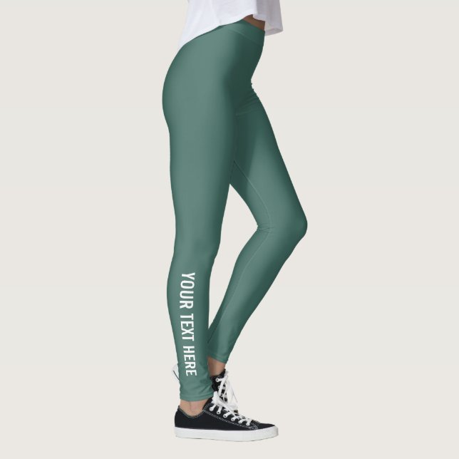 Modern Elegant Green Leggings Add Image Text Name (Right)