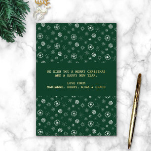 Modern Elegant Green Merry Christmas Snowflake
