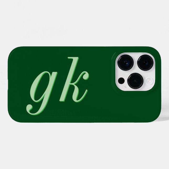 Modern Elegant Green Monogram Initials Case-Mate iPhone Case (Back (Horizontal))