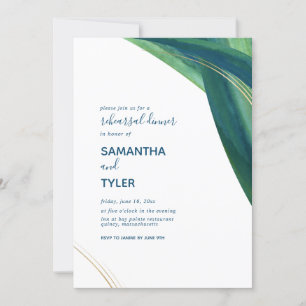 Modern, Elegant Green & Navy Rehearsal Invite