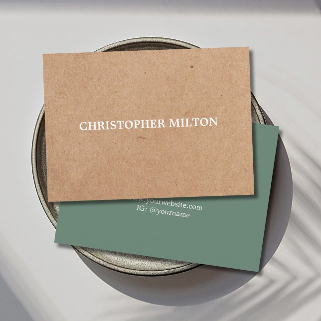 Modern Elegant Green Printed KraftPaper Consultant Business Card (Creator Uploaded)