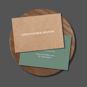 Modern Elegant Green Printed KraftPaper Consultant Business Card