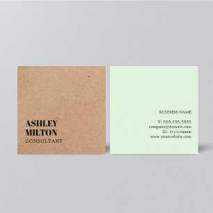 Modern Elegant Green PRINTED KraftPaper Consultant Square Business Card