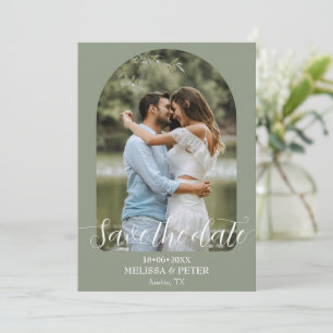 Modern Elegant Green QR code Save The Date