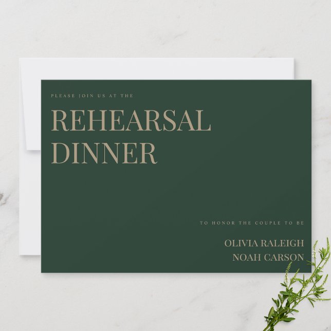 Modern & Elegant Green Rehearsal Dinner Card (Creator Uploaded)