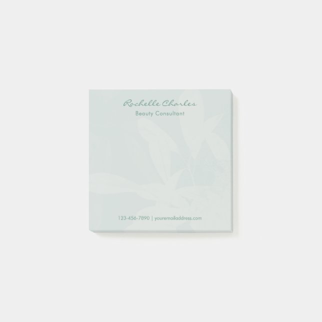 Modern Elegant Green Script Personalized Business Post-it Notes (Front)