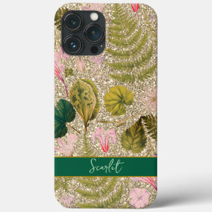 Modern elegant green spring leaves and flowers Ca iPhone 13 Pro Max Case