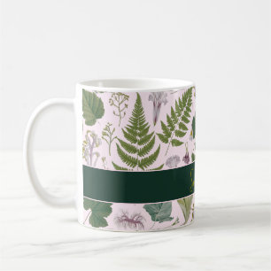 Modern elegant green spring leaves and flowers coffee mug