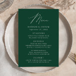Modern Elegant Green Wedding Menu<br><div class="desc">Simple and elegant wedding menu featuring "Menu" displayed in a modern white script with a dark green background or colour of your choice. Personalise the green wedding menu by adding your names,  wedding date,  and menu information. Designed to coordinate with our Modern Elegance wedding collection.</div>