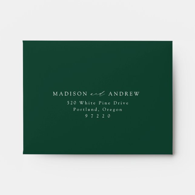 Modern Elegant Green Wedding RSVP Envelope (Front)