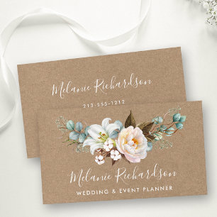 Modern Elegant Greenery Botanical Floral Kraft Business Card