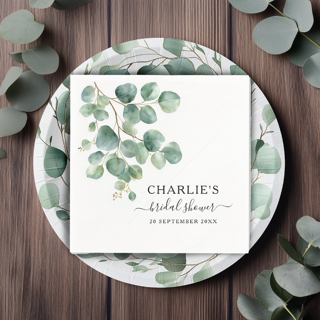 Modern Elegant Greenery Bridal Shower  Napkin (Creator Uploaded)