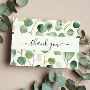 Modern Elegant Greenery Bridal Shower  Thank You Card