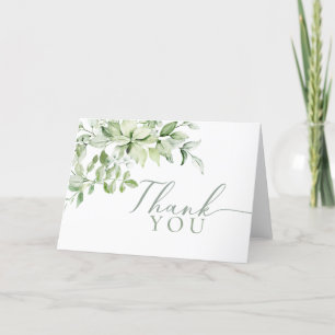 Modern Elegant Greenery Folded Thank You Card