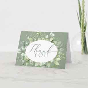Modern Elegant Greenery Folded Thank You Card