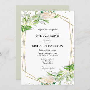 Modern Elegant Greenery Geometric Wedding Invitation