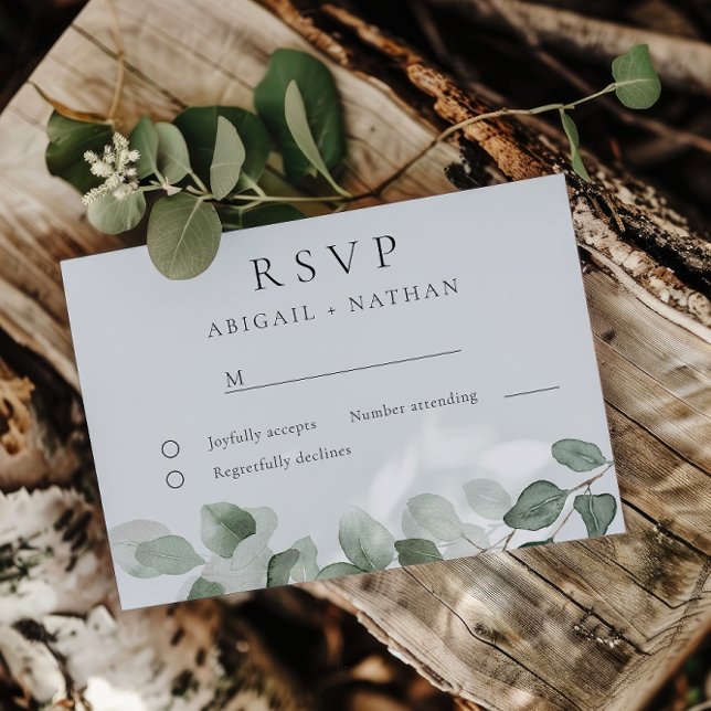 Modern Elegant Greenery Watercolor Wedding RSVP Card (Creator Uploaded)