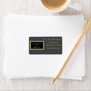 Modern Elegant Grey and Gold Script Wedding Label
