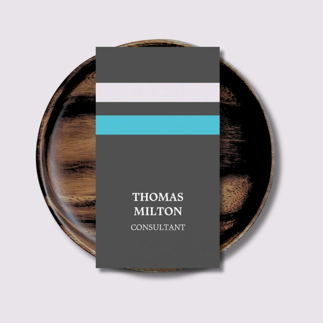 Modern Elegant Grey Blue Stripes Consultant  Business Card (Creator Uploaded)