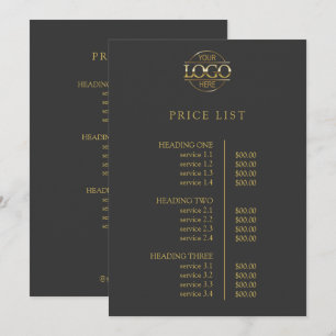 Modern Elegant Grey Business Logo Menu Price List