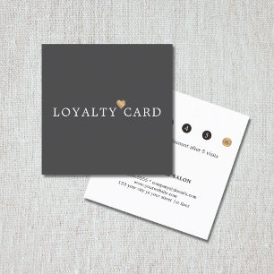 Modern Elegant Grey Faux Gold Heart Beauty Loyalty Card