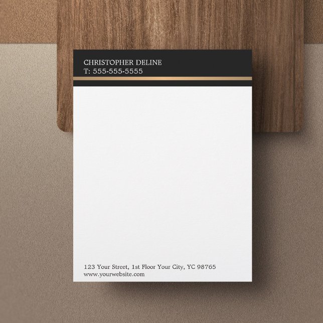 Modern Elegant Grey Faux Gold Line Personalized Letterhead (Creator Uploaded)