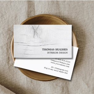 Modern Elegant Grey Faux Wood Interior Design Business Card