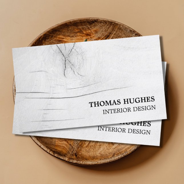 Modern Elegant Grey Faux Wood Interior Design Business Card (Creator Uploaded)
