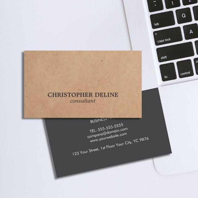 Modern Elegant Grey Kraft Paper Consultant Business Card (Creator Uploaded)