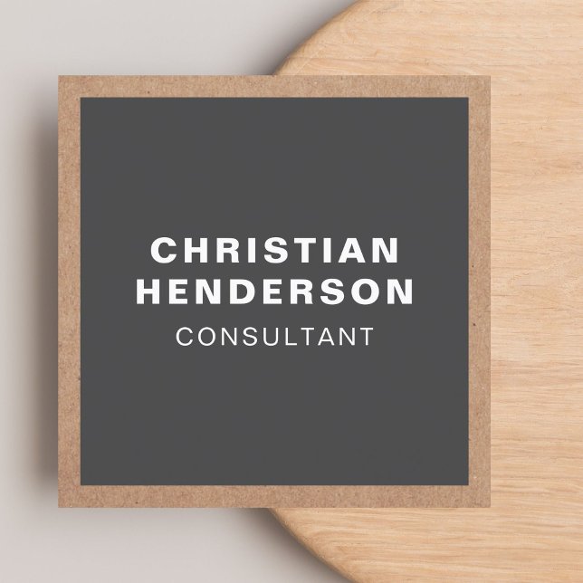 Modern Elegant Grey Kraft Paper Consultant Square Business Card (Creator Uploaded)