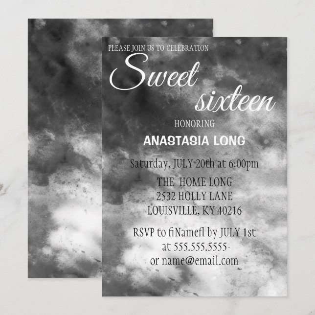Modern, Elegant Grey Marble Save The Date (Front/Back)