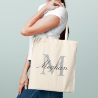 Modern Elegant Grey Monogram Initial Name