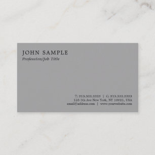 Modern Elegant Grey Professional Minimalist Plain Business Card