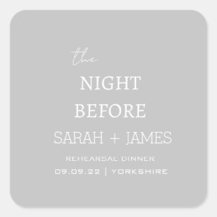 Modern Elegant Grey the Night Before Wedding  Square Sticker