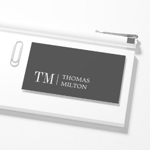 Modern Elegant Grey White Bold Monogram Consultant Business Card