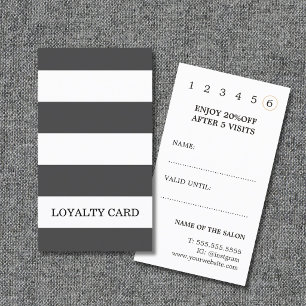 Modern Elegant Grey White Stripes Beauty Loyalty Card