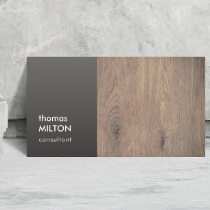 Modern Elegant Grey Wooden Consultant Business Card