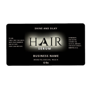 Modern elegant hair serum label