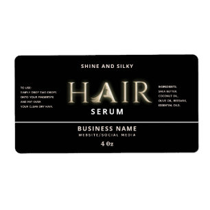 Modern elegant hair serum label