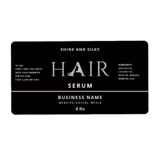 Modern elegant hair serum label