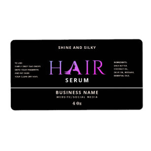 Modern elegant hair serum label