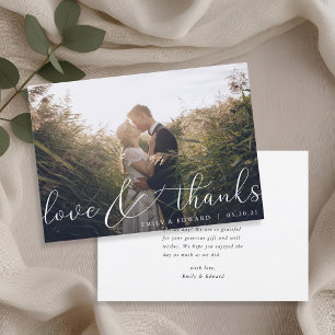 Modern Elegant Hand Lettering Photo Wedding Thank You Card